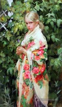 Jolie petite fille NM Tadjikistan 19 Impressionist Peinture à l'huile
